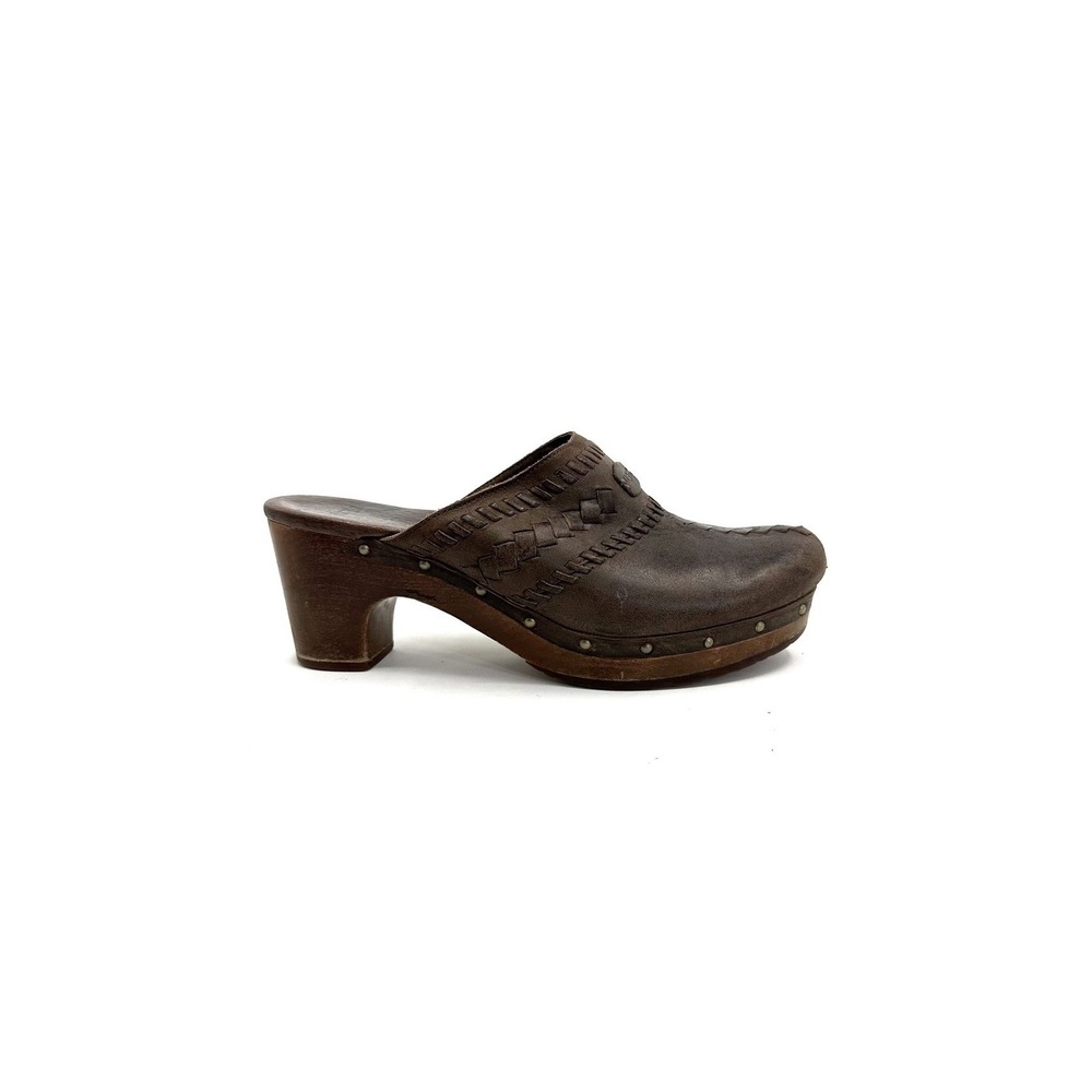 Ugg | Vivica Brown Woven Leather Wooden Clog Size US 8